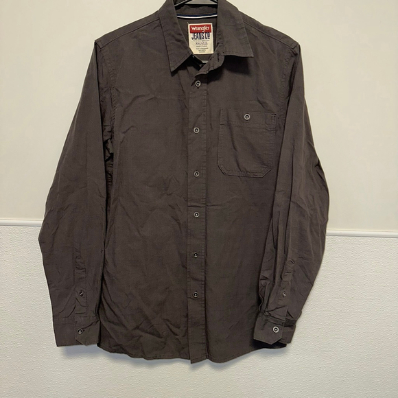 Men's Wrangler Button Down Shirt Size Small Brown/Grey New NWT Long Sleeve - Picture 7 of 9